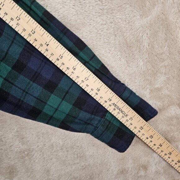 Gap Shirt Flannel Green Purple Plaid Pocket Button Down Women's Size XL Outdoor - Picture 5 of 10